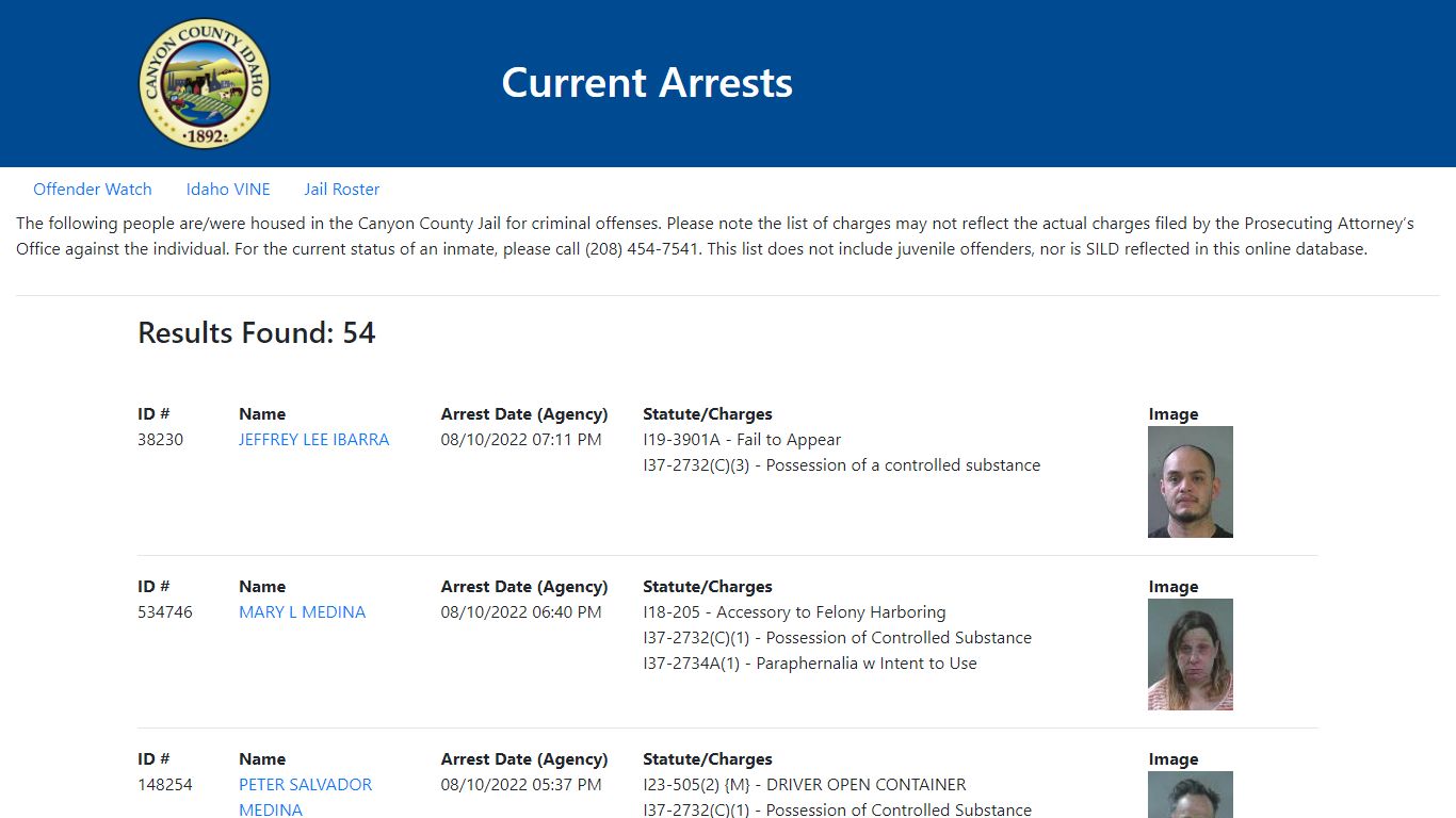 Current Arrests